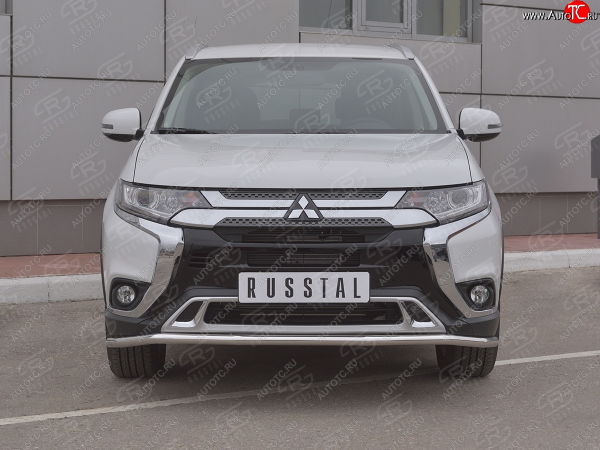 14 749 р. Защита переднего бампера (Ø42 мм, нержавейка) SLITKOFF Mitsubishi Outlander GF 3-ий рестайлинг (2018-2022)  с доставкой в г. Белгород