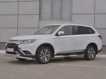 17 549 р. Защита переднего бампера (2 трубы Ø63 и 42 мм, нержавейка) SLITKOFF Mitsubishi Outlander GF 3-ий рестайлинг (2018-2022)  с доставкой в г. Белгород. Увеличить фотографию 2