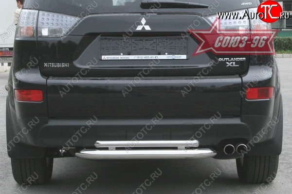 11 879 р. Двойная защита заднего бампера Souz-96 (d60/42)  Mitsubishi Outlander  XL (2005-2009) (CW)  дорестайлинг  с доставкой в г. Белгород