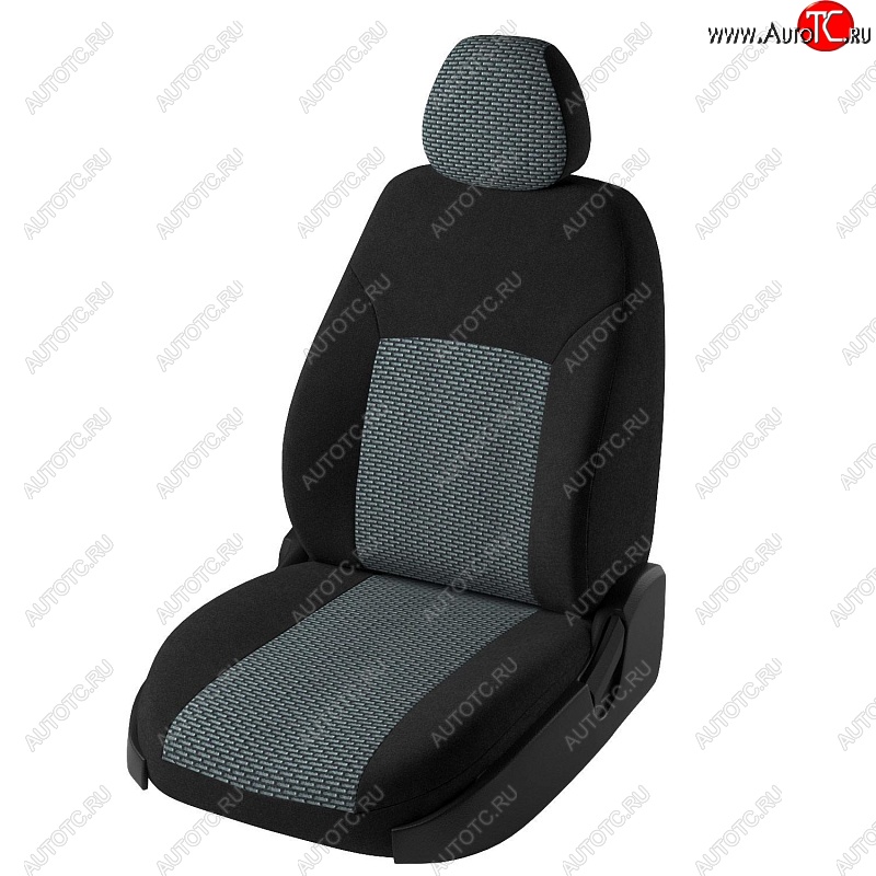 7 549 р. Чехлы для сидений Дублин (жаккард) Mitsubishi Outlander GF 2-ой рестайлинг (2015-2018) (Черный, вставка Сеул серый)  с доставкой в г. Белгород