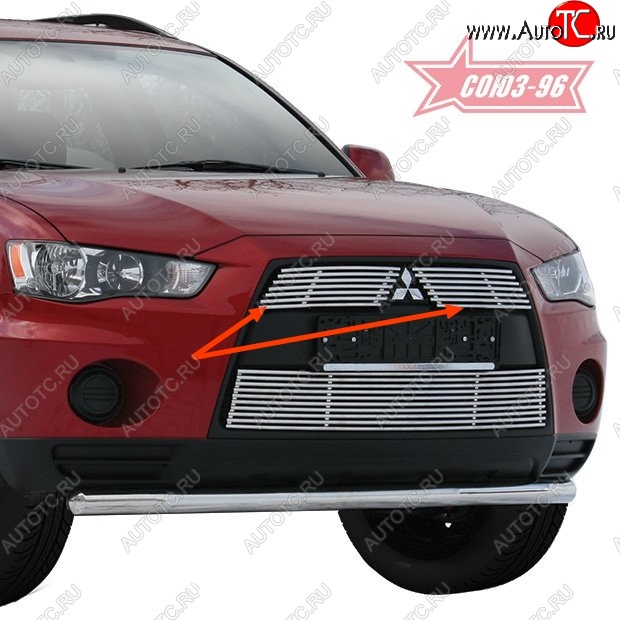 4 409 р. Декоративные элементы решетки радиатора Souz-96 (d10)  Mitsubishi Outlander  XL (2010-2013) (CW)  рестайлинг  с доставкой в г. Белгород