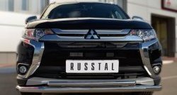 16 899 р. Защита переднего бампера (2 трубыØ63 и 42 мм, нержавейка) SLITKOFF Mitsubishi Outlander GF 2-ой рестайлинг (2015-2018)  с доставкой в г. Белгород. Увеличить фотографию 4