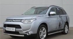 13 999 р. Одинарная защита переднего бампера диаметром 63 мм SLITKOFF  Mitsubishi Outlander  GF (2012-2014) дорестайлинг  с доставкой в г. Белгород. Увеличить фотографию 4