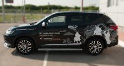 24 649 р. Широкая защита порогов SLITKOFF Mitsubishi Outlander GF 2-ой рестайлинг (2015-2018)  с доставкой в г. Белгород. Увеличить фотографию 2