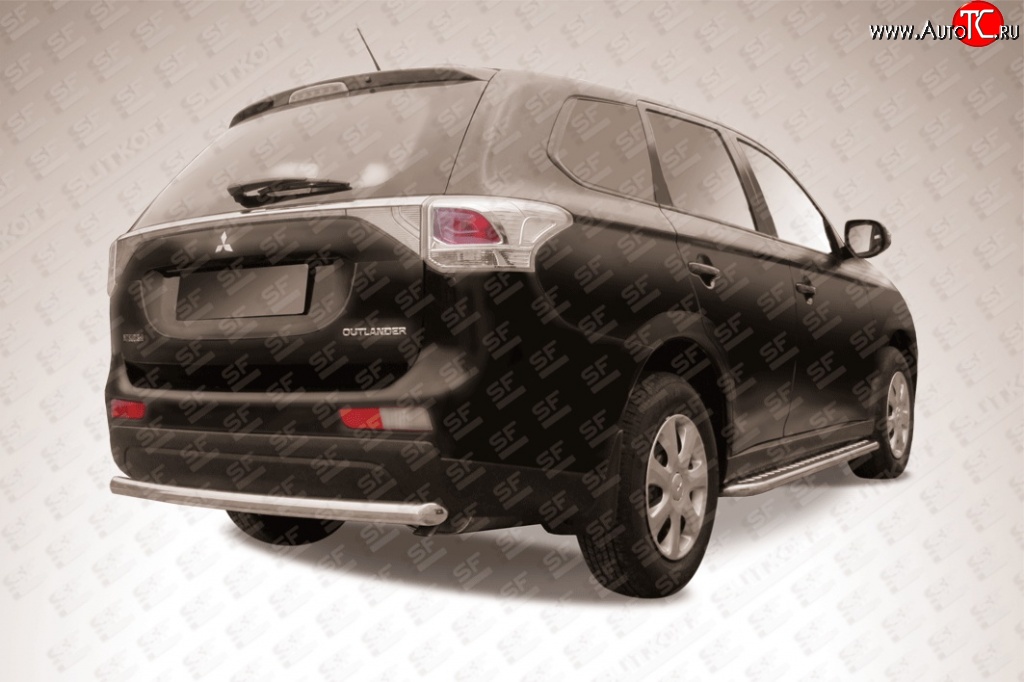 8 999 р. Одинарная защита заднего бампера из трубы диаметром 57 мм Slitkoff  Mitsubishi Outlander  GF (2012-2014) дорестайлинг (Нержавейка, Полированная)  с доставкой в г. Белгород