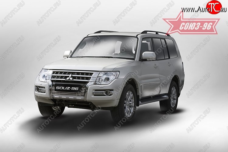 3 914 р. Декоративный элемент воздухозаборника Souz-96 нержавеющая сталь  Mitsubishi Pajero  4 V90 (2014-2020) 2-ой рестайлинг (Хром загл. d16)  с доставкой в г. Белгород