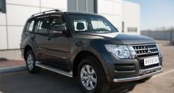 21 849 р. Защита переднего бампера (2 трубыØ63 мм, нержавейка) SLITKOFF Mitsubishi Pajero 4 V90 2-ой рестайлинг (2014-2020)  с доставкой в г. Белгород. Увеличить фотографию 4