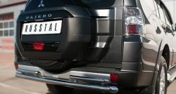 20 449 р. Защита заднего бампера (Ø63 и 42 мм, нержавейка) SLITKOFF Mitsubishi Pajero 4 V90 2-ой рестайлинг (2014-2020)  с доставкой в г. Белгород. Увеличить фотографию 2