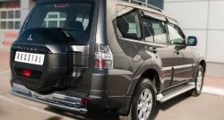 20 449 р. Защита заднего бампера (Ø63 и 42 мм, нержавейка) SLITKOFF Mitsubishi Pajero 4 V90 2-ой рестайлинг (2014-2020)  с доставкой в г. Белгород. Увеличить фотографию 4