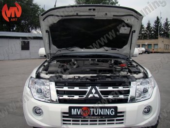 4 099 р. Упор капота MV-Tuning (двойной) Mitsubishi Pajero 4 V80 дорестайлинг (2006-2011)  с доставкой в г. Белгород. Увеличить фотографию 3