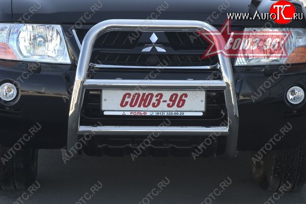 11 969 р. Защита переднего бампера Souz-96 (d60) Mitsubishi Pajero 3 V70 дорестайлинг (1999-2003)  с доставкой в г. Белгород