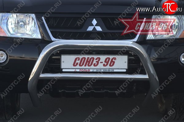 17 099 р. Защита переднего бампера Souz-96 (d76) Mitsubishi Pajero 3 V70 дорестайлинг (1999-2003)  с доставкой в г. Белгород