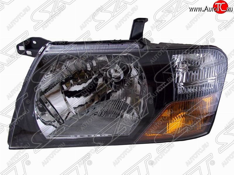 4 899 р. Левая фара передняя SAT (черная) Mitsubishi Pajero 3 V70 дорестайлинг (1999-2003)  с доставкой в г. Белгород