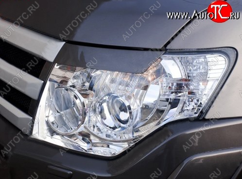 1 149 р. Реснички на фары Tuning-Sport Mitsubishi Pajero 4 V90 дорестайлинг (2006-2011) (Неокрашенные)  с доставкой в г. Белгород