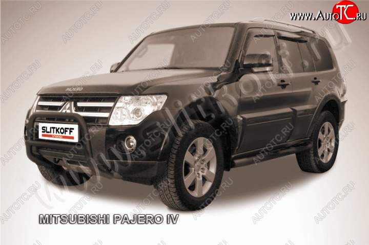 16 899 р. Кенгурятник d57 низкий Mitsubishi Pajero 4 V80 дорестайлинг (2006-2011) (Цвет: серебристый)  с доставкой в г. Белгород
