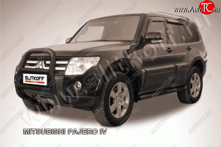 27 449 р. Кенгурятник d76 высокий  Mitsubishi Pajero ( 4 V90,  4 V80) (2006-2015) дорестайлинг, 1-ый рестайлинг, 3 дв. 1-ый рестайлинг (Цвет: серебристый)  с доставкой в г. Белгород