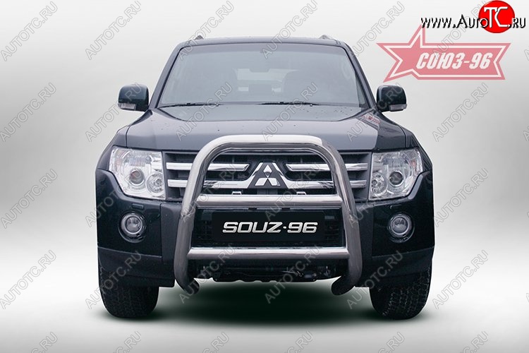 15 749 р. Защита переднего бампера Souz-96 (d76) Mitsubishi Pajero 4 V80 дорестайлинг (2006-2011)  с доставкой в г. Белгород
