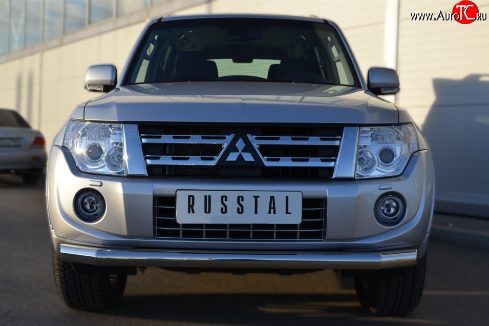 17 599 р. Одинарная защита переднего бампера диаметром 76 мм SLITKOFF  Mitsubishi Pajero ( 4 V90,  4 V80) (2011-2015) 1-ый рестайлинг, 3 дв. 1-ый рестайлинг  с доставкой в г. Белгород