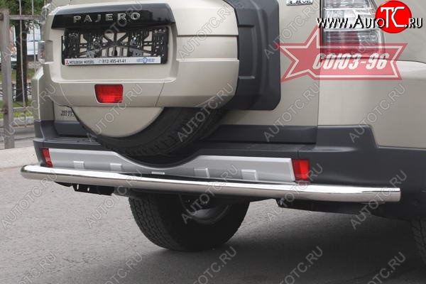 14 129 р. Защита заднего бампера Souz-96 (d76) Mitsubishi Pajero 4 V90 дорестайлинг (2006-2011) (полированная нержавейка)  с доставкой в г. Белгород