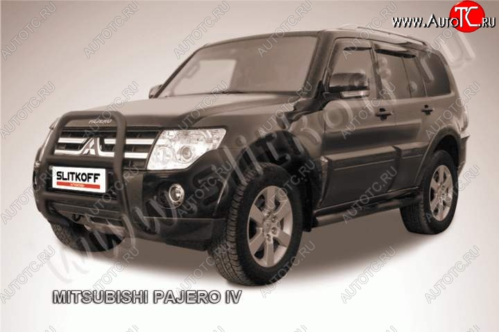 18 399 р. Кенгурятник d57 высокий Mitsubishi Pajero 4 V90 дорестайлинг (2006-2011) (Цвет: серебристый)  с доставкой в г. Белгород