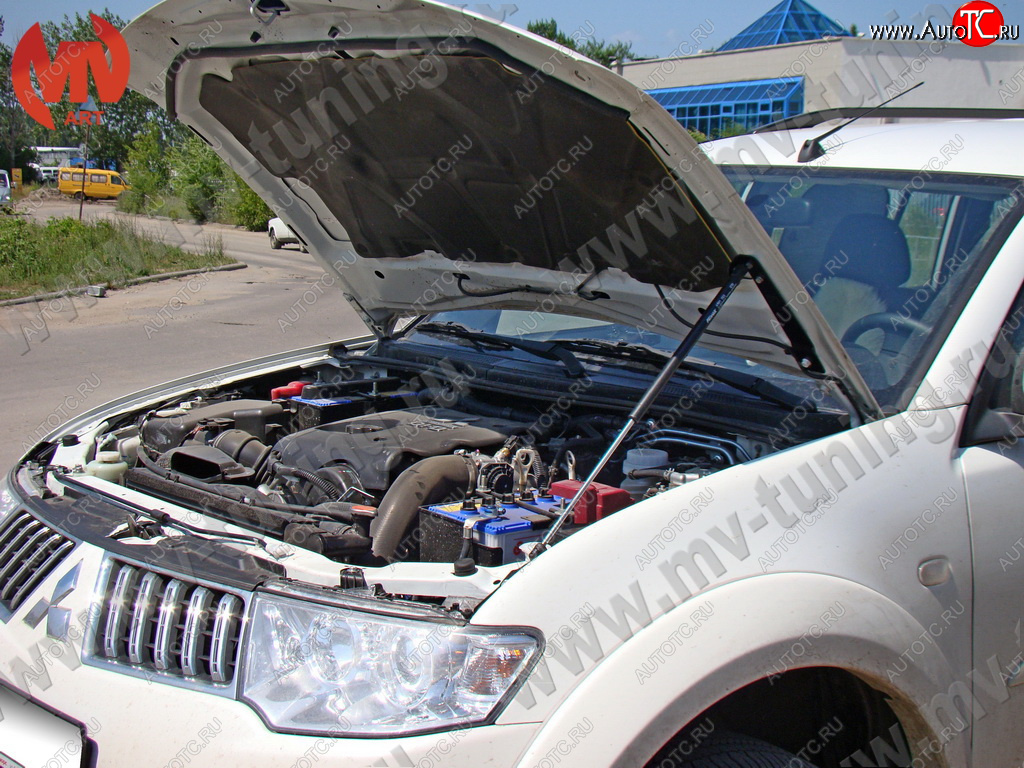 2 969 р. Упор капота MV-Tuning (одинарный) Mitsubishi Pajero Sport PB дорестайлинг (2008-2013)  с доставкой в г. Белгород