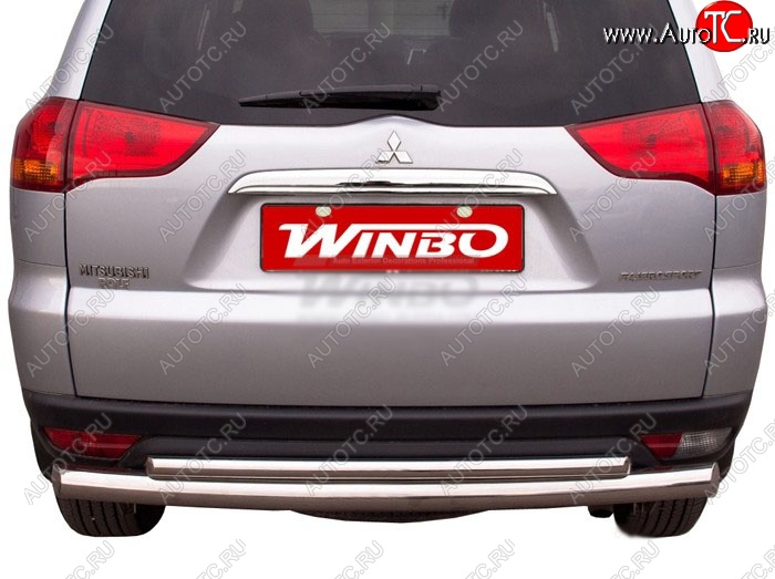 10 599 р. Защита заднего бампера WINBO (Ø76 и 42 мм, нержавейка) Mitsubishi Pajero Sport PB дорестайлинг (2008-2013)  с доставкой в г. Белгород
