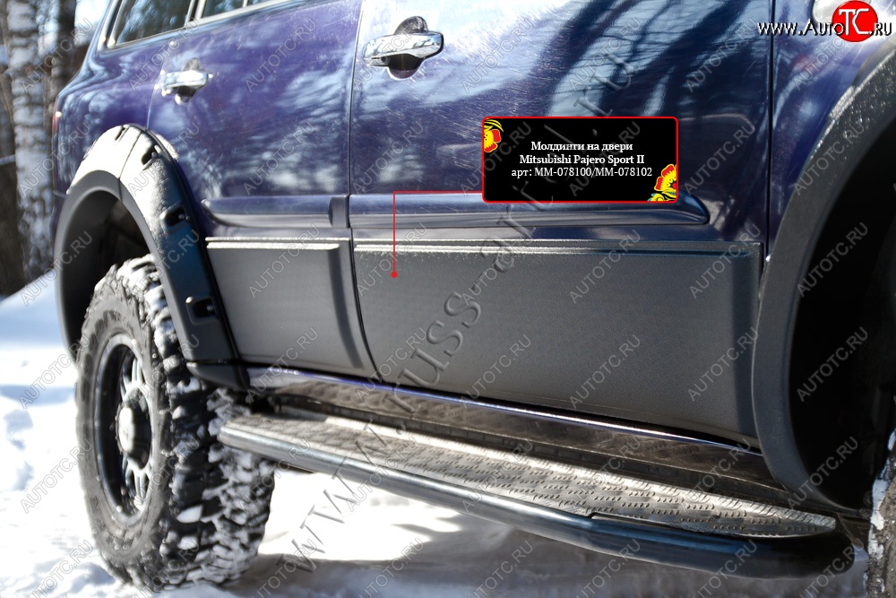3 999 р. Молдинг двери RA (передний левый) Mitsubishi Pajero Sport PB дорестайлинг (2008-2013) (Поверхность глянец (под окраску), Неокрашенные)  с доставкой в г. Белгород