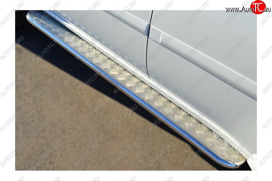 35 549 р. Пороги труба d42 с листом (Лист нерж,проф.нерж)(Вариант2) SLITKOFF Mitsubishi Pajero Sport PB дорестайлинг (2008-2013)  с доставкой в г. Белгород