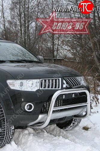 10 529 р. Защита переднего бампера Souz-96 (d60) Mitsubishi Pajero Sport PB дорестайлинг (2008-2013)  с доставкой в г. Белгород