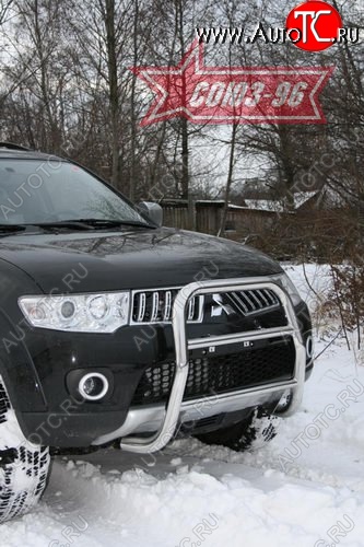 14 084 р. Защита переднего бампера Souz-96 (d60) Mitsubishi Pajero Sport PB дорестайлинг (2008-2013)  с доставкой в г. Белгород
