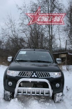 18 314 р. Защита переднего бампера Souz-96 (d76) Mitsubishi Pajero Sport PB дорестайлинг (2008-2013)  с доставкой в г. Белгород. Увеличить фотографию 2