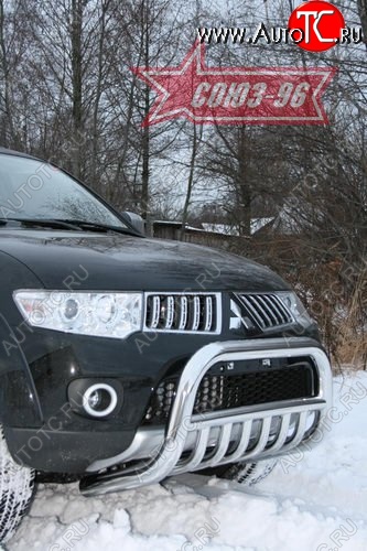 18 314 р. Защита переднего бампера Souz-96 (d76) Mitsubishi Pajero Sport PB дорестайлинг (2008-2013)  с доставкой в г. Белгород
