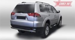 Овальная защита заднего бампера из трубы диаметром 75х42 мм Souz-96 Mitsubishi Pajero Sport  PB (2008-2013) дорестайлинг