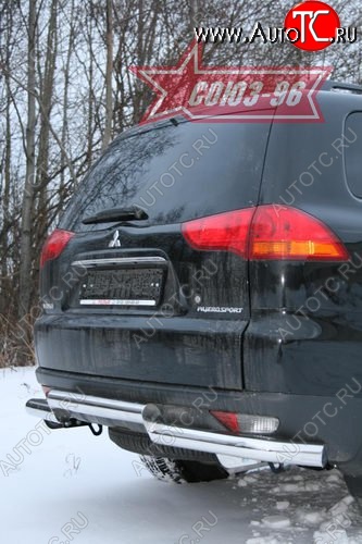 16 469 р. Двойная защита заднего бампера от Souz-96 d76x76 Mitsubishi Pajero Sport PB дорестайлинг (2008-2013)  с доставкой в г. Белгород