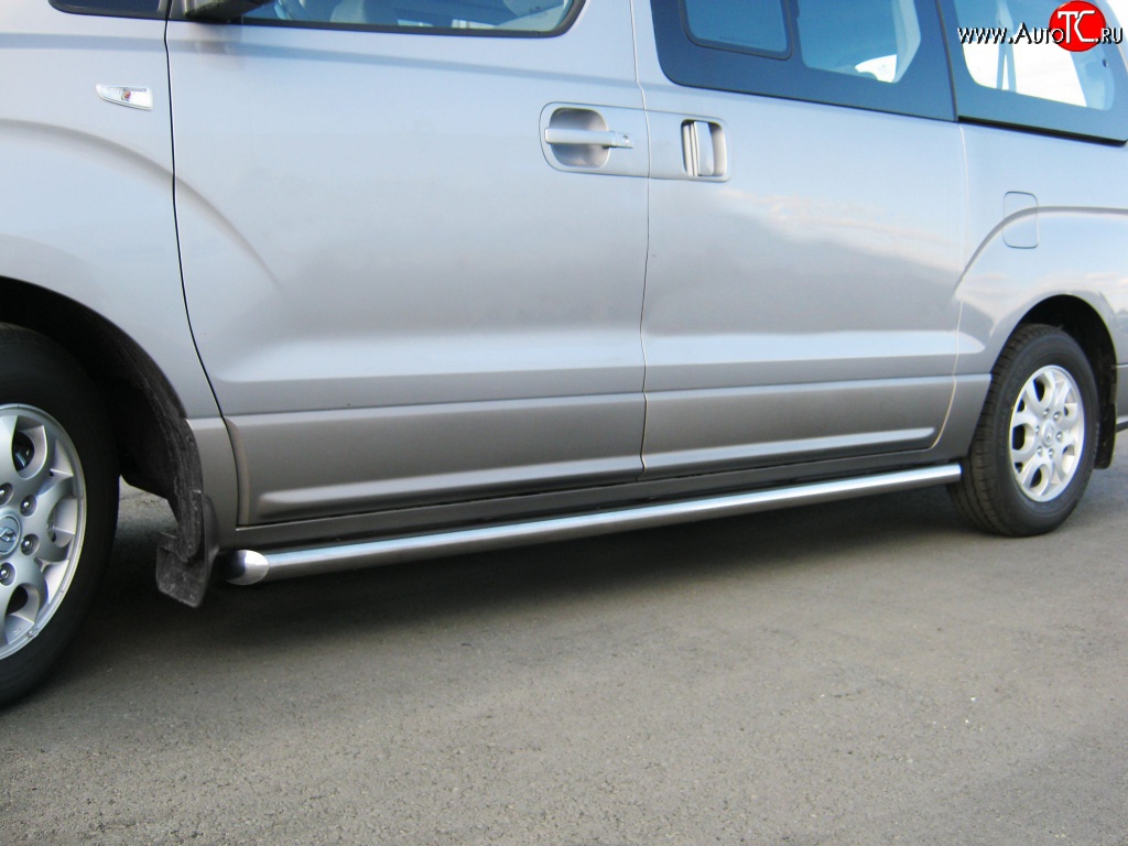 15 799 р. Защита порогов Russtal Hyundai Starex/Grand Starex/H1 TQ рестайлинг (2014-2018) (Защита порогов с со скосами на торцах (вариант 1))  с доставкой в г. Белгород