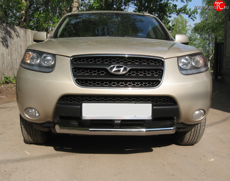 9 249 р. Короткая защита переднего бампера Russtal d70 мм Hyundai Santa Fe CM дорестайлинг (2006-2009)  с доставкой в г. Белгород