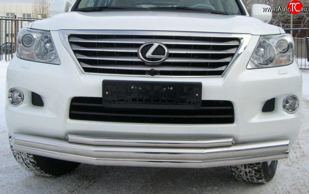 26 399 р. Тройная защита переднего бампера SLITKOFF 70 мм Lexus LX570 J200 дорестайлинг (2007-2012)  с доставкой в г. Белгород
