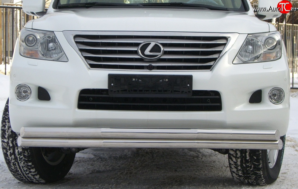 23 999 р. Защита переднего бампера (2 трубыØ70 мм, нержавейка) SLITKOFF Lexus LX570 J200 дорестайлинг (2007-2012)  с доставкой в г. Белгород