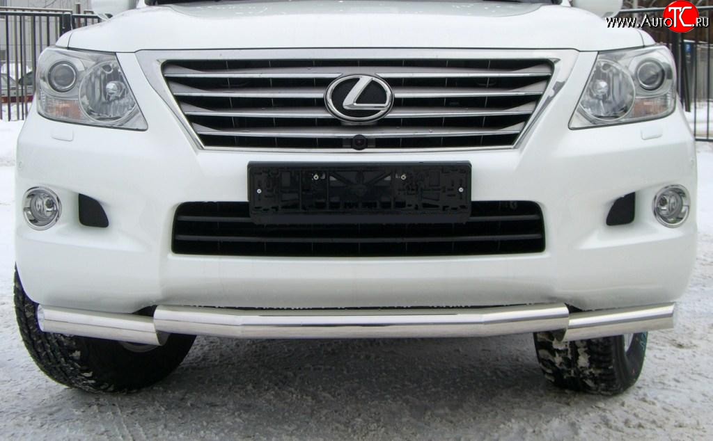18 999 р. Защита переднего бампера (Ø70 мм ступень, нержавейка) SLITKOFF Lexus LX570 J200 дорестайлинг (2007-2012)  с доставкой в г. Белгород