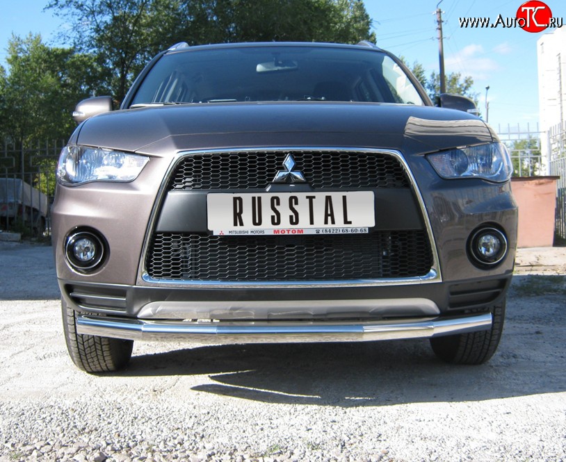 16 399 р. Одинарная защита переднего бампера SLITKOFF диаметром 76 мм  Mitsubishi Outlander  XL (2010-2013) (CW)  рестайлинг  с доставкой в г. Белгород