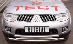 21 799 р. Защита переднего бампера (2 трубыØ76 и 63 мм, нержавейка) SLITKOFF Mitsubishi Pajero Sport PB дорестайлинг (2008-2013)  с доставкой в г. Белгород. Увеличить фотографию 2