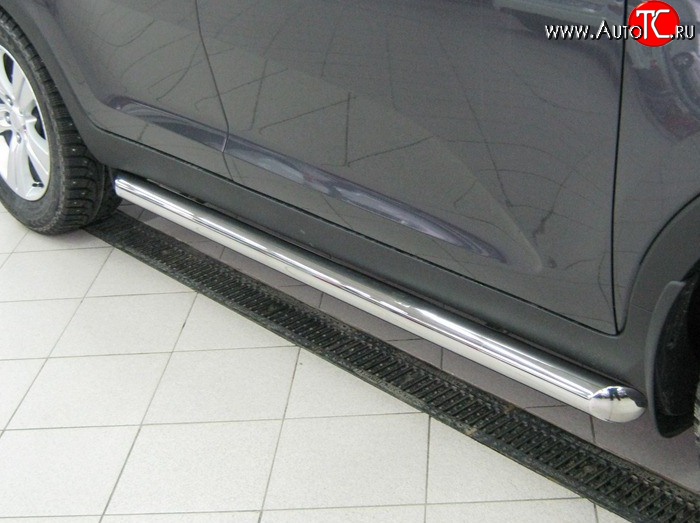 12 299 р. Защита порогов Russtal из круглой трубы диаметром 63 мм Mitsubishi Pajero Sport PB дорестайлинг (2008-2013) (Защита порогов с со скосами на торцах (вариант 1))  с доставкой в г. Белгород