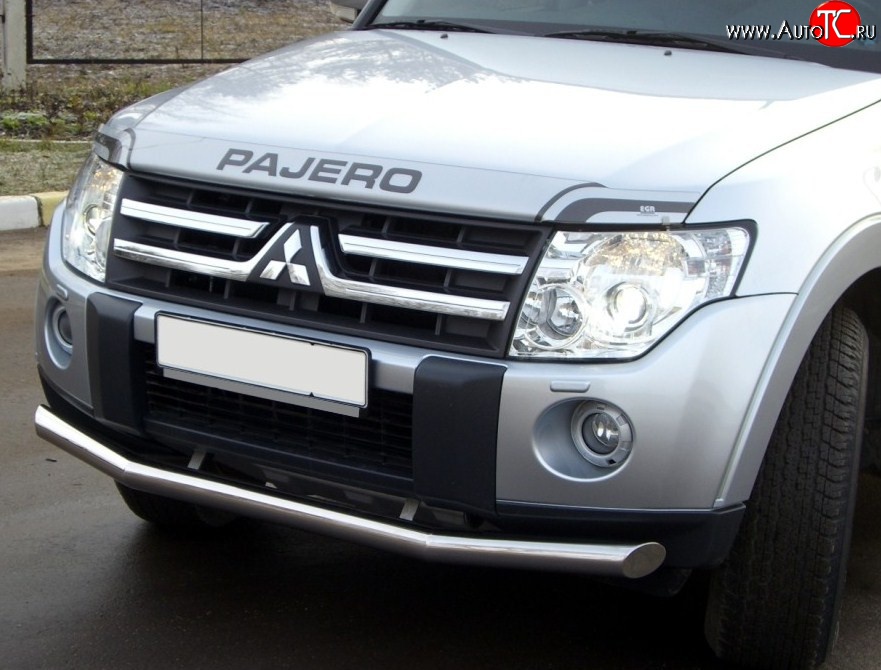 16 999 р. Одинарная защита переднего бампера SLITKOFF диаметром 76 мм  Mitsubishi Pajero ( 4 V90,  4 V80) (2006-2011) дорестайлинг  с доставкой в г. Белгород