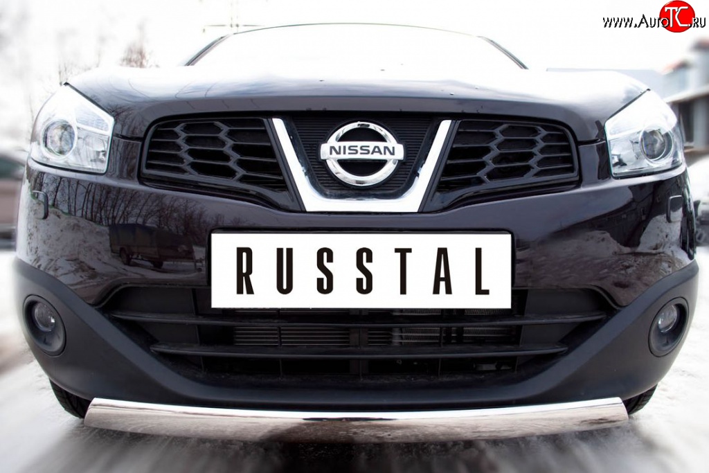 11 499 р. Защита переднего бампера (Ø75х42 мм, нержавейка) Russtal Nissan Qashqai 1 J10 рестайлинг (2010-2013)  с доставкой в г. Белгород
