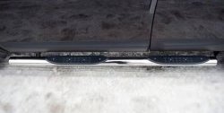 14 449 р. Защита порогов Russtal из трубы d76 мм с пластиковыми вставками для ног Nissan Qashqai 1 J10 рестайлинг (2010-2013) (Защита порогов с со скосами на торцах (вариант 1))  с доставкой в г. Белгород. Увеличить фотографию 9