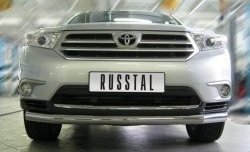Одинарная защита переднего бампера SLITKOFF 76 мм Toyota Highlander  XU40 (2010-2013) рестайлинг