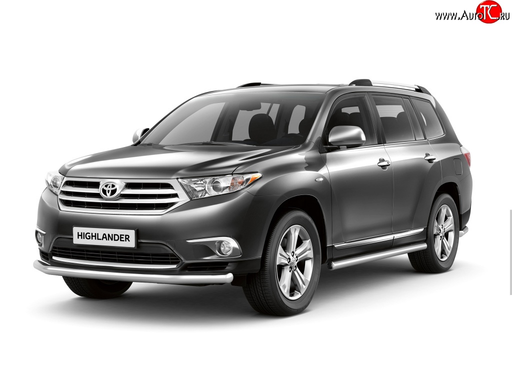 7 799 р. Защита порогов Petroil Tuning из круглой трубы диаметром 63 мм Toyota Highlander XU40 рестайлинг (2010-2013)  с доставкой в г. Белгород