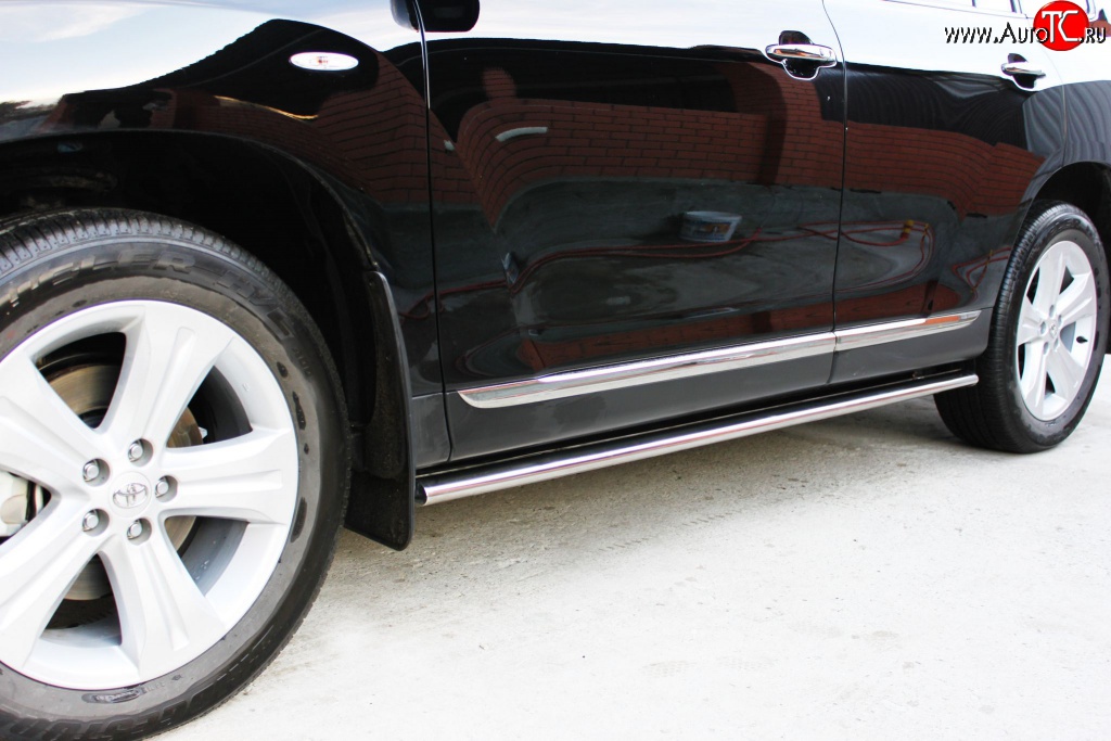 26 199 р. Защита порогов Russtal из овальной трубы диаметром 75x45 мм Toyota Highlander XU40 рестайлинг (2010-2013)  с доставкой в г. Белгород