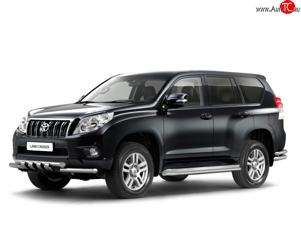 17 899 р. Защита порогов из трубы Ø51 Petroil Tuning. Toyota Land Cruiser Prado J150 дорестайлинг (2009-2013) (Нержавеющая полированная сталь)  с доставкой в г. Белгород