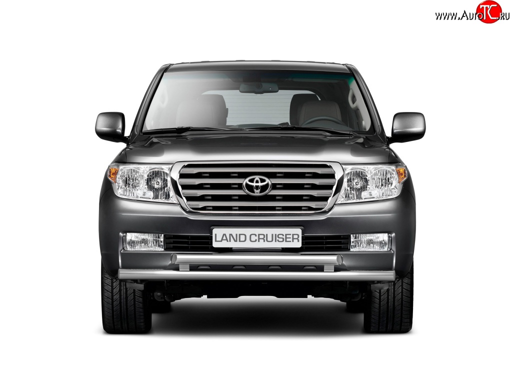 11 799 р. Двойная защита переднего бампера Petroil Tuning из труб диаметром по 63 мм Toyota Land Cruiser 200 дорестайлинг (2007-2012)  с доставкой в г. Белгород